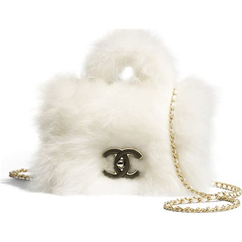 white furry chanel bag|Chanel shearling flap bag.